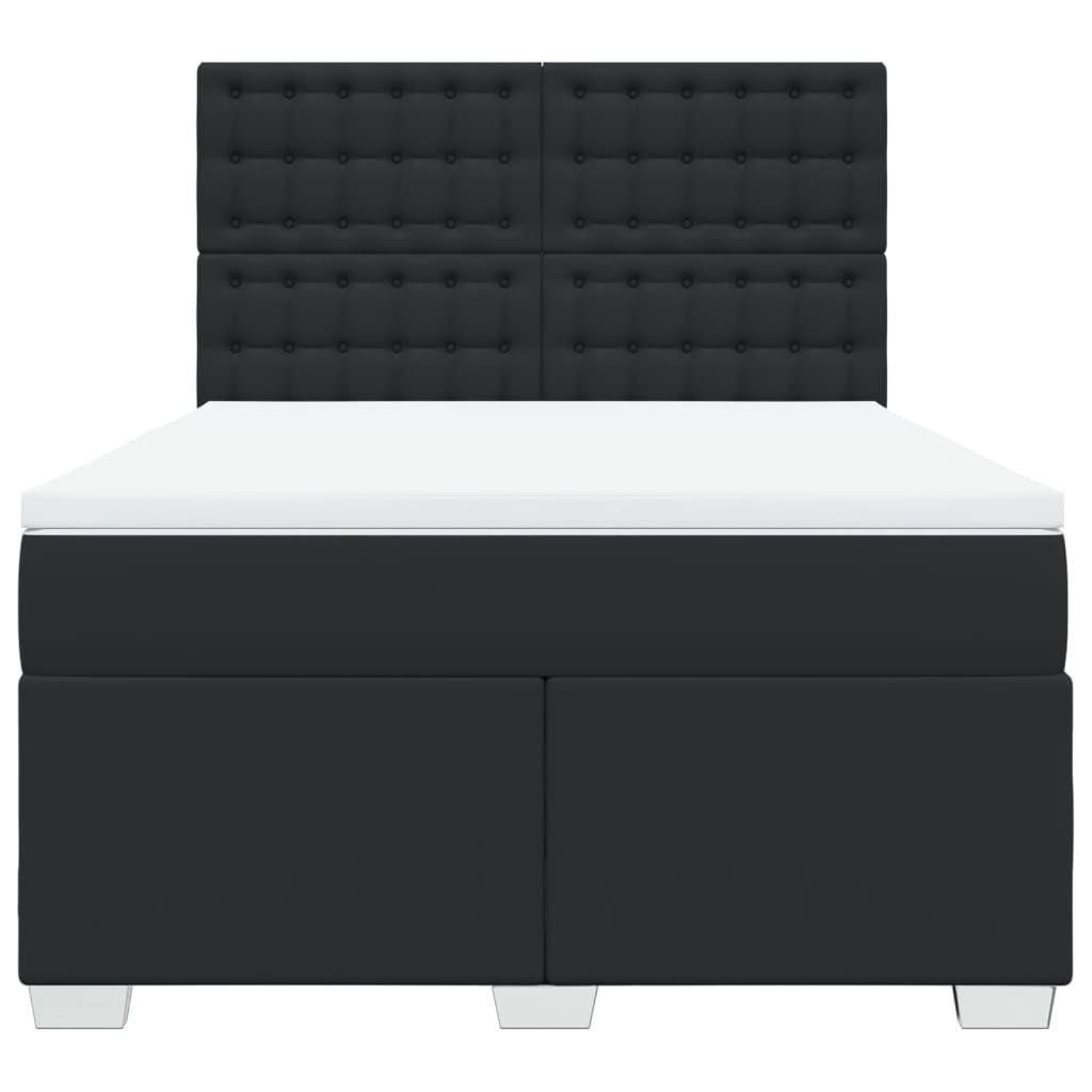 Sommier à lattes de lit avec matelas Noir 140x190 cm Similicuir - XIOS