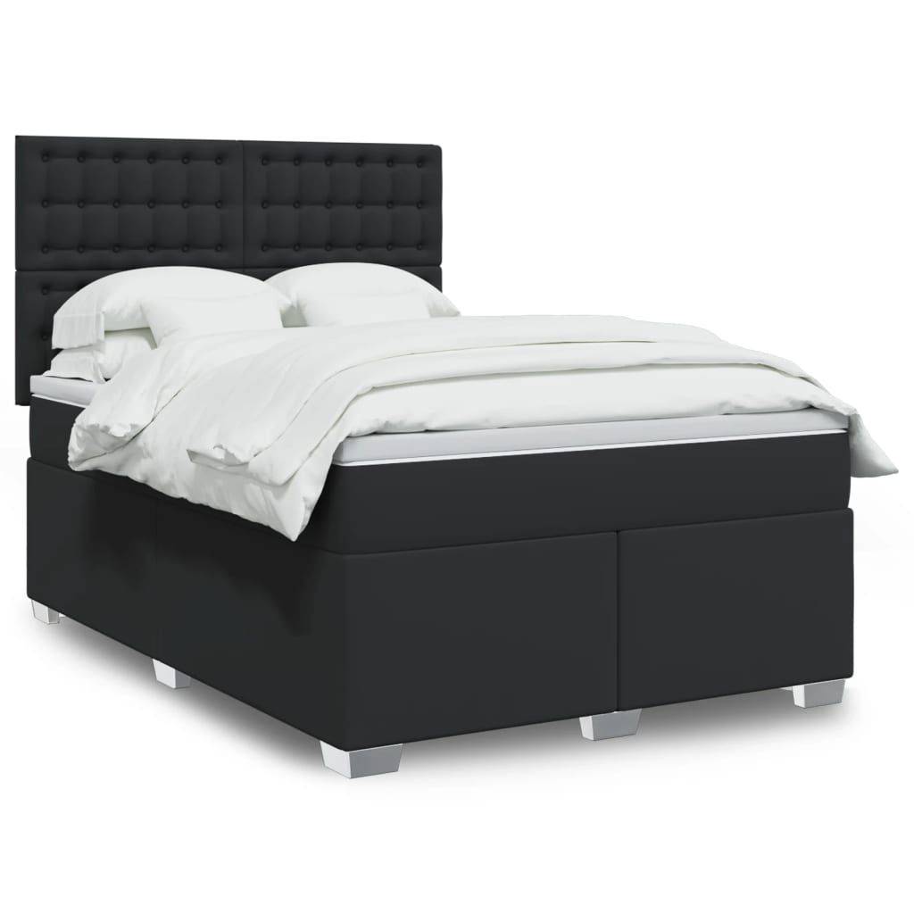 Sommier à lattes de lit avec matelas Noir 140x190 cm Similicuir - XIOS