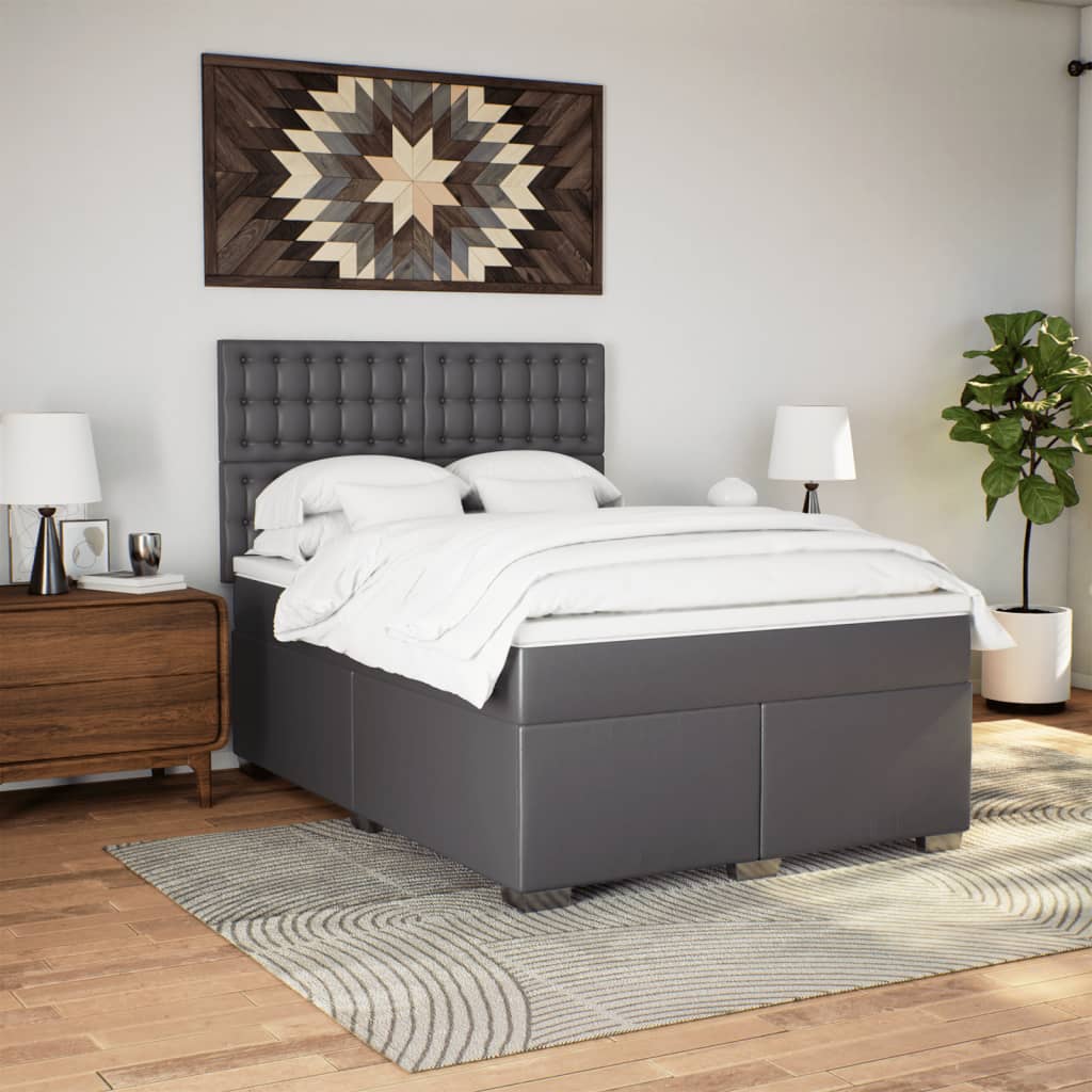 Sommier à lattes de lit avec matelas Gris 140x200 cm Similicuir - XIOS