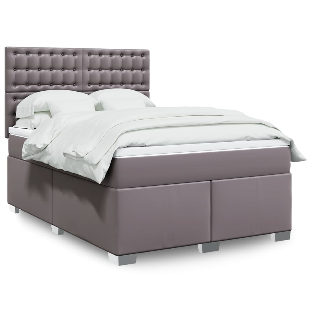 Sommier à lattes de lit avec matelas Gris 140x200 cm Similicuir - XIOS