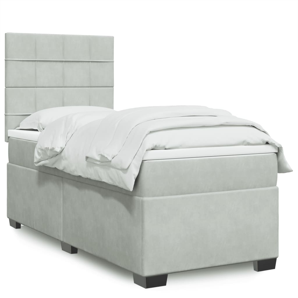 Sommier à lattes de lit et matelas Gris clair 80x200 cm Velours - XIOS