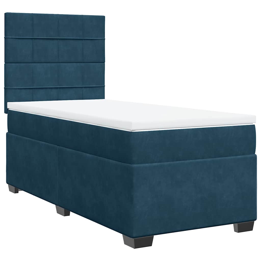 Sommier à lattes de lit avec matelas bleu 80x200 cm velours - XIOS