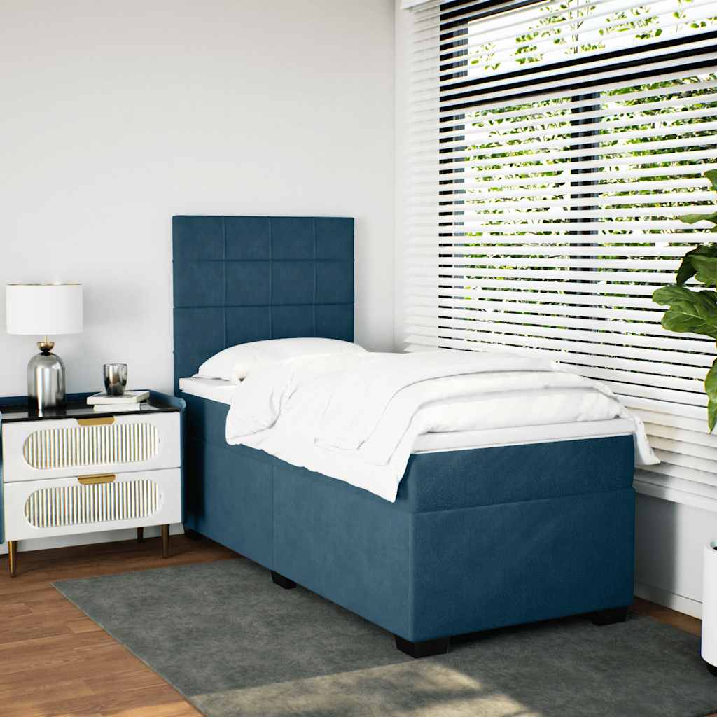 Sommier à lattes de lit avec matelas bleu 80x200 cm velours - XIOS