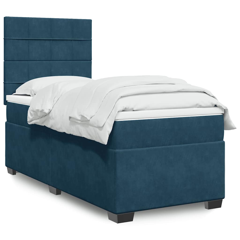 Sommier à lattes de lit avec matelas bleu 80x200 cm velours - XIOS