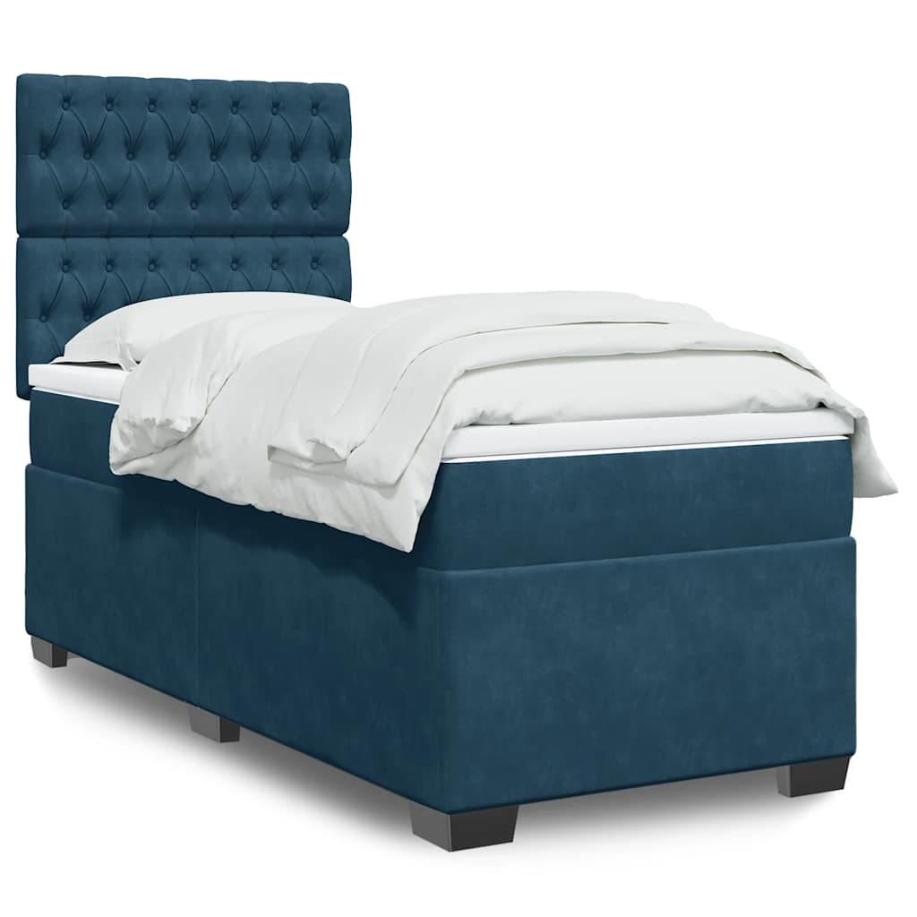Sommier à lattes de lit avec matelas bleu 80x200 cm velours - XIOS