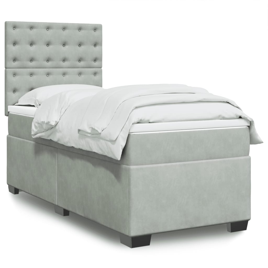Sommier à lattes de lit et matelas Gris clair 80x200 cm Velours - XIOS