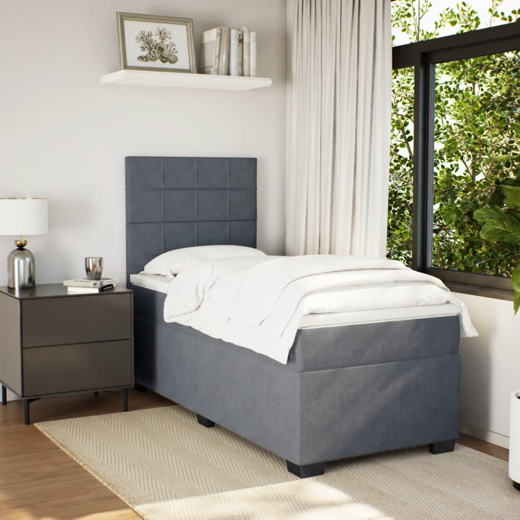Sommier à lattes de lit et matelas Gris foncé 90x190 cm Velours - XIOS