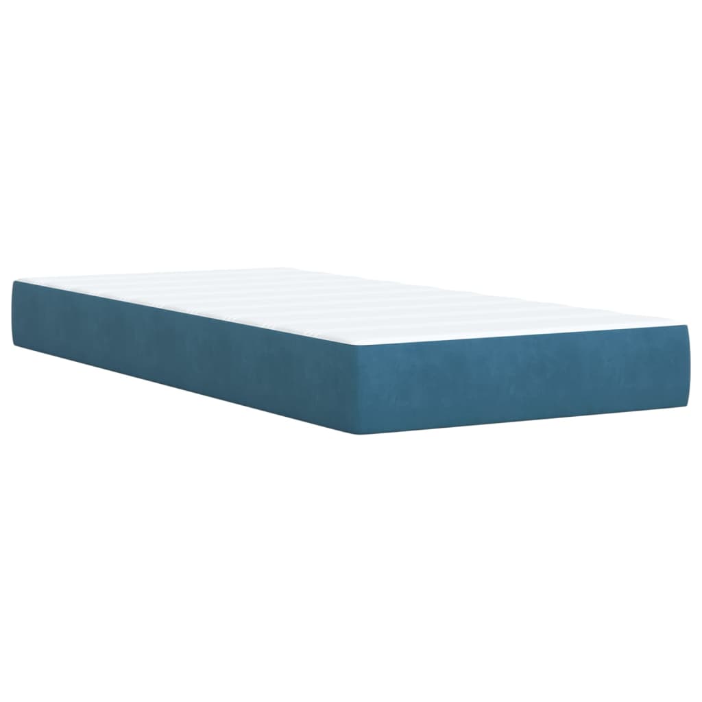 Sommier à lattes de lit avec matelas bleu 90x190 cm velours - XIOS