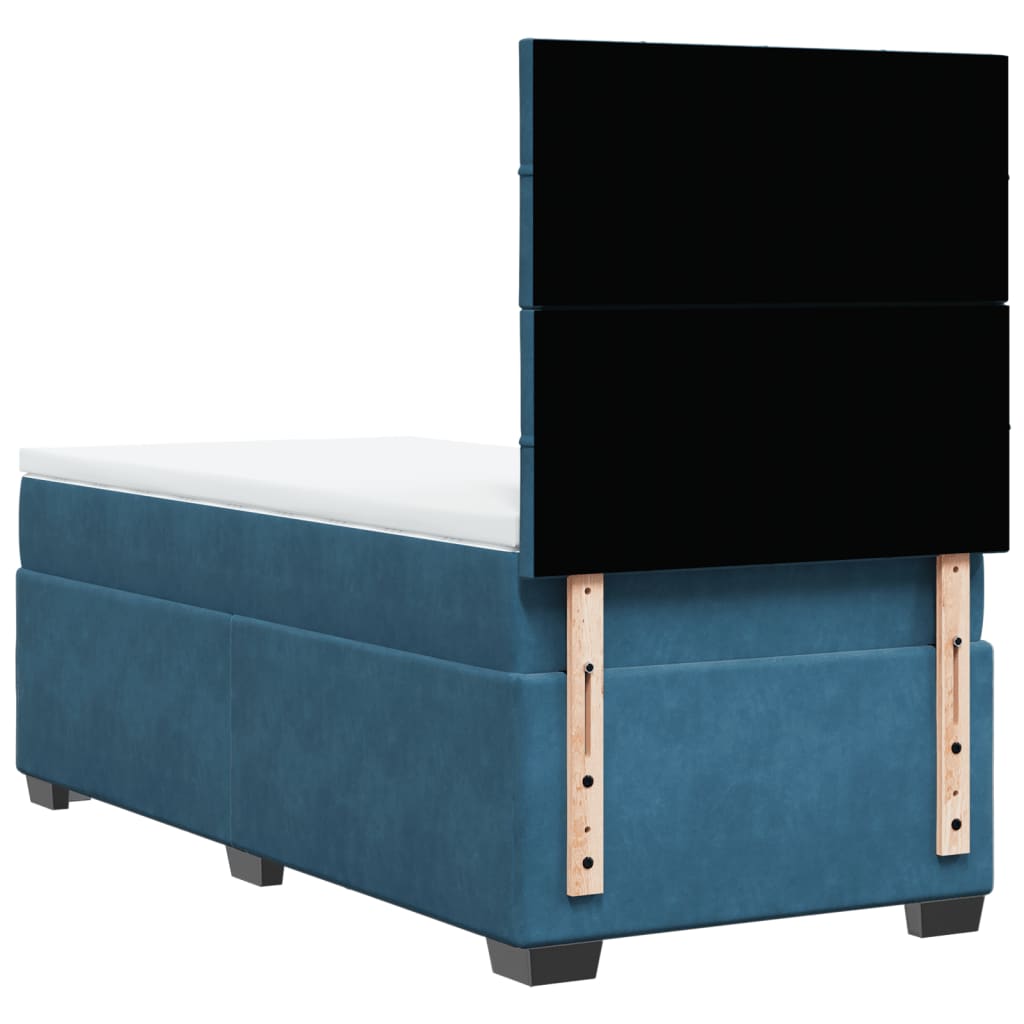 Sommier à lattes de lit avec matelas bleu 90x190 cm velours - XIOS