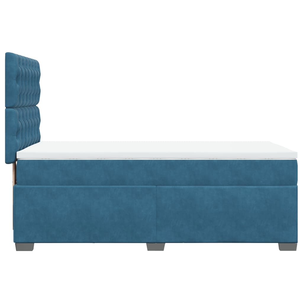 Sommier à lattes de lit avec matelas bleu 90x190 cm velours - XIOS