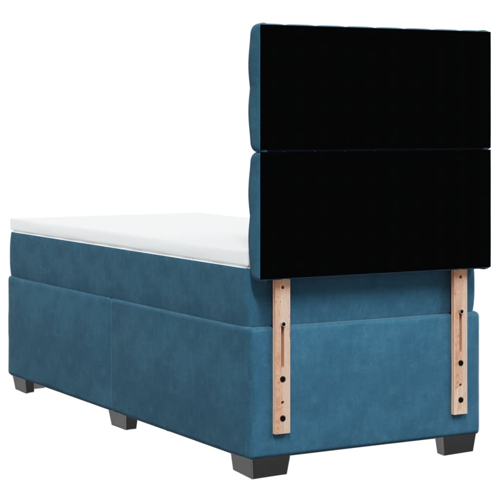 Sommier à lattes de lit avec matelas bleu 90x190 cm velours - XIOS