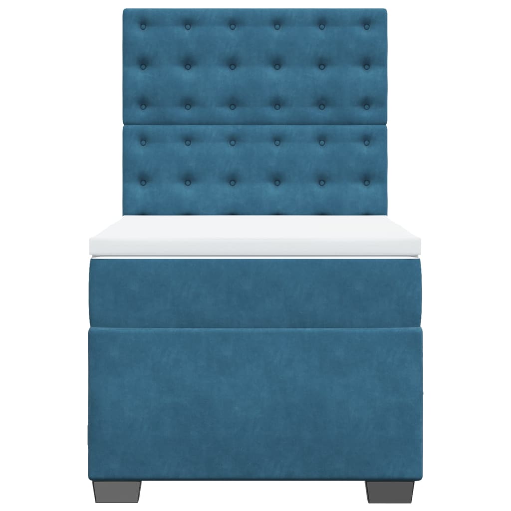 Sommier à lattes de lit avec matelas bleu 90x190 cm velours - XIOS