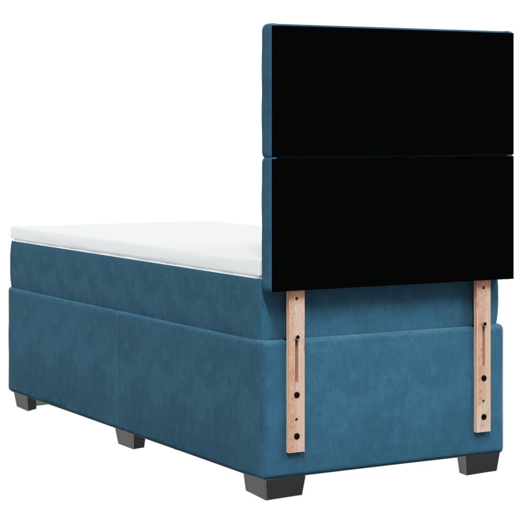 Sommier à lattes de lit avec matelas bleu 90x190 cm velours - XIOS