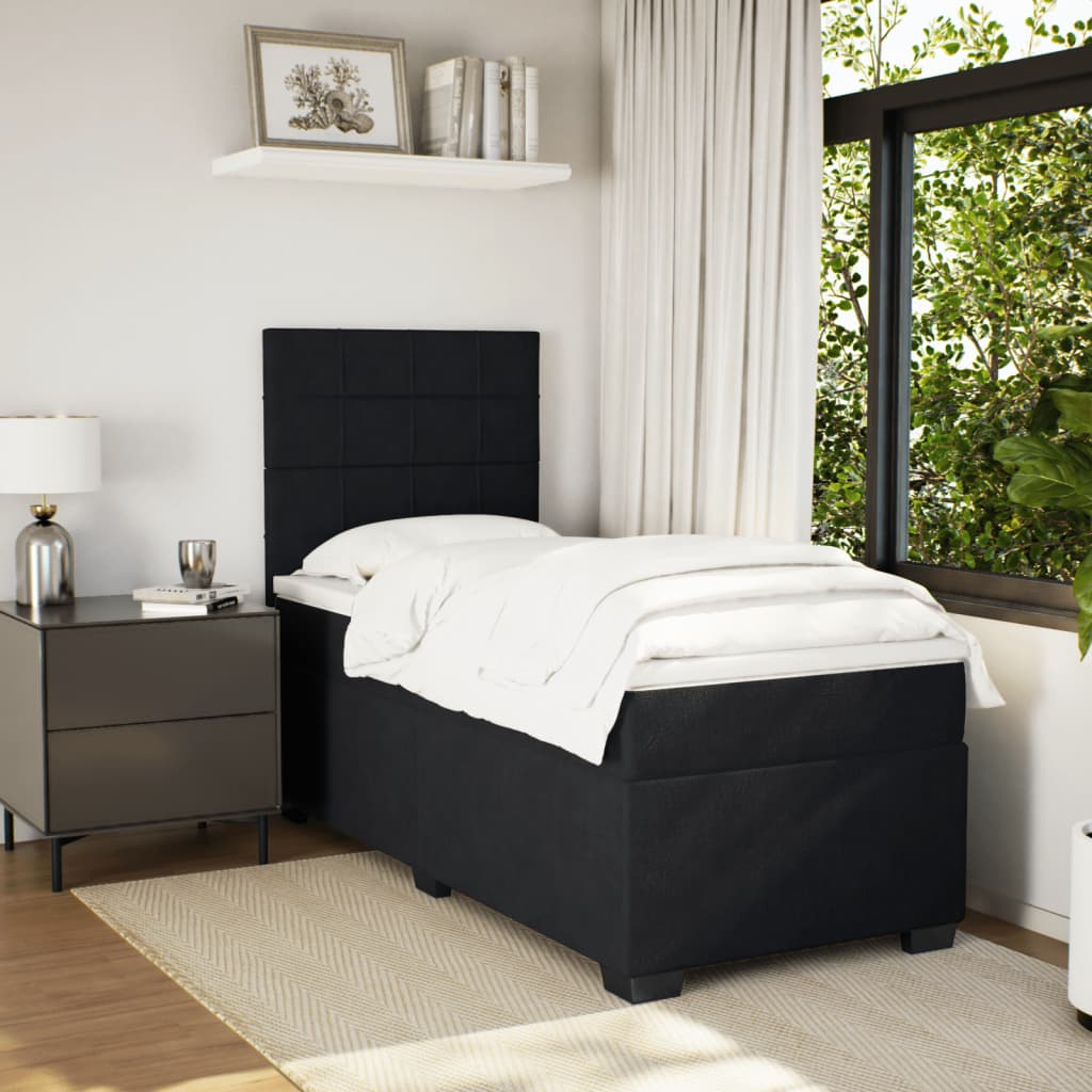 Sommier à lattes de lit avec matelas Noir 90x200 cm Velours - XIOS