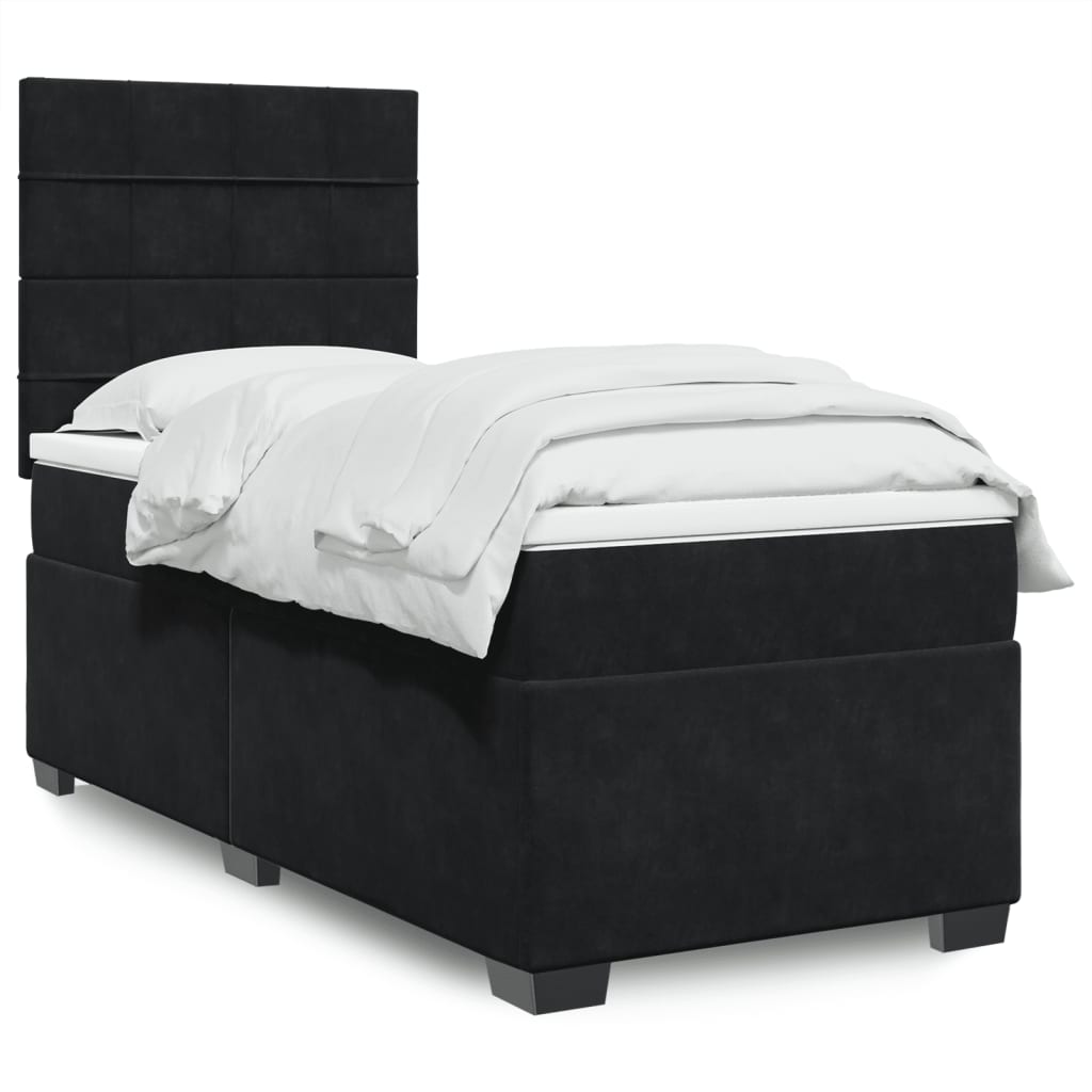 Sommier à lattes de lit avec matelas Noir 90x200 cm Velours - XIOS