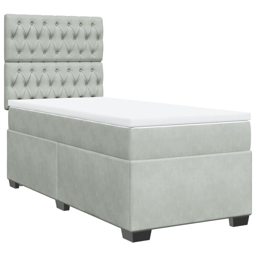 Sommier à lattes de lit et matelas Gris clair 90x200 cm Velours - XIOS