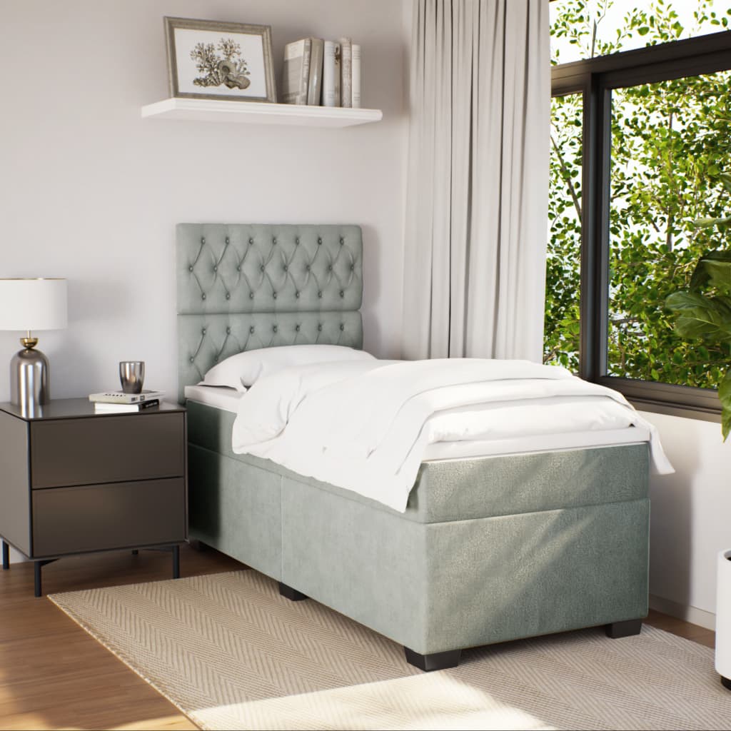 Sommier à lattes de lit et matelas Gris clair 90x200 cm Velours - XIOS