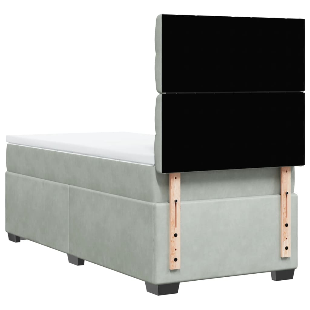 Sommier à lattes de lit et matelas Gris clair 90x200 cm Velours - XIOS