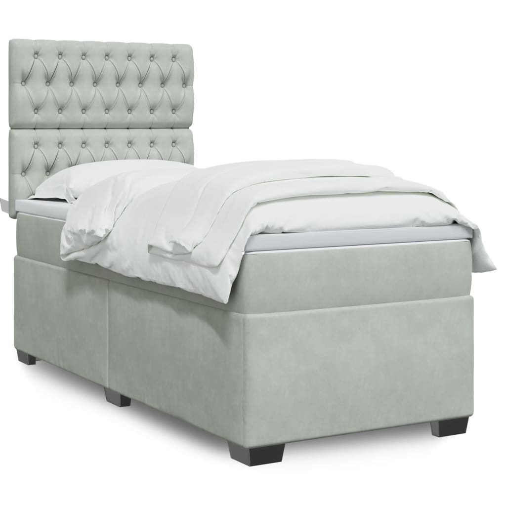 Sommier à lattes de lit et matelas Gris clair 90x200 cm Velours - XIOS