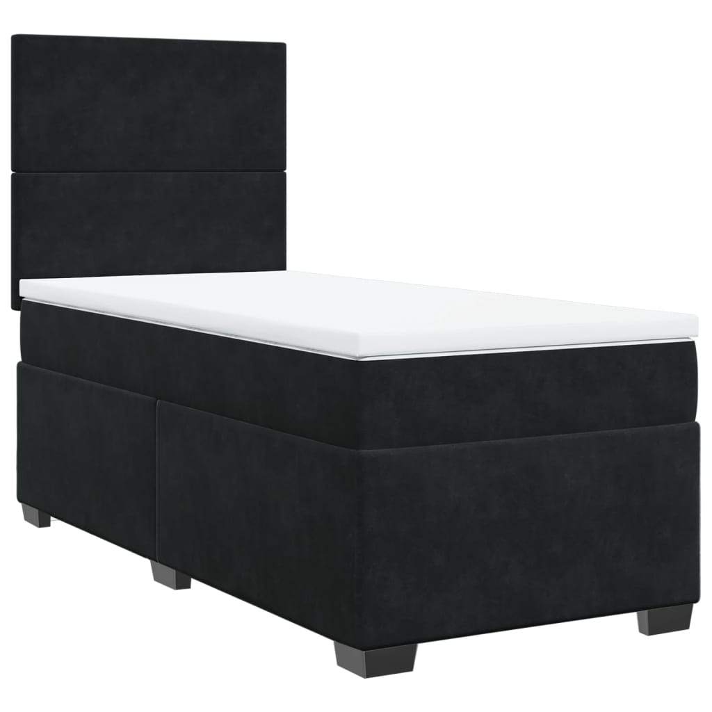 Sommier à lattes de lit avec matelas Noir 100x200 cm Velours - XIOS