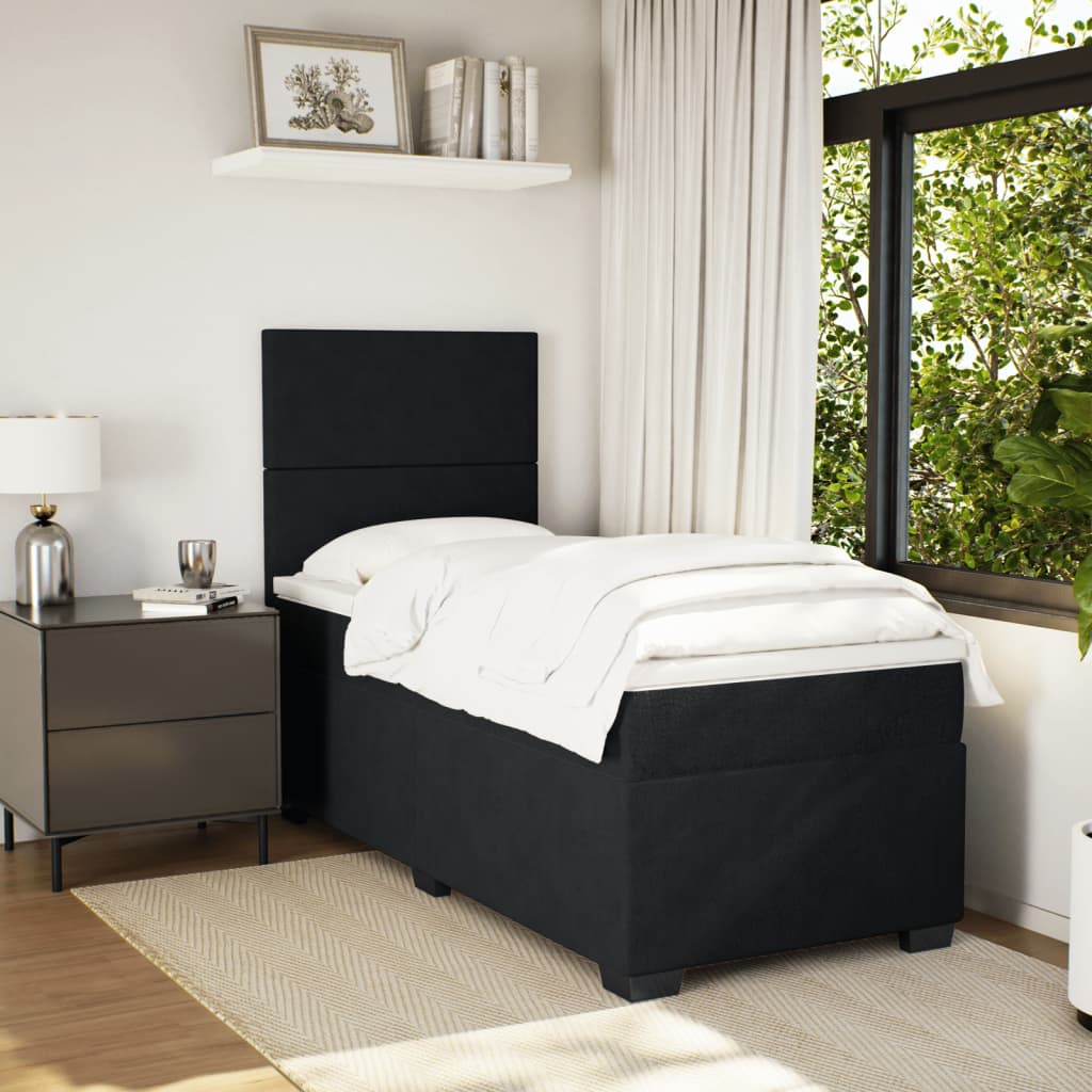 Sommier à lattes de lit avec matelas Noir 100x200 cm Velours - XIOS