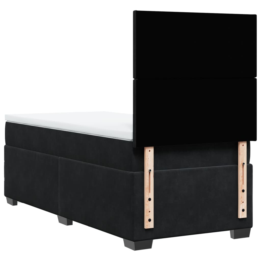 Sommier à lattes de lit avec matelas Noir 100x200 cm Velours - XIOS