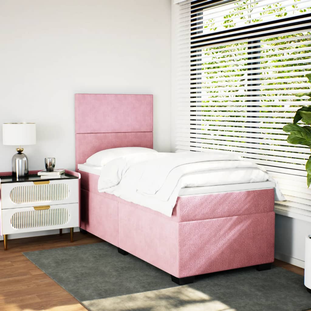 Sommier à lattes de lit avec matelas Rose 100x200 cm Velours - XIOS