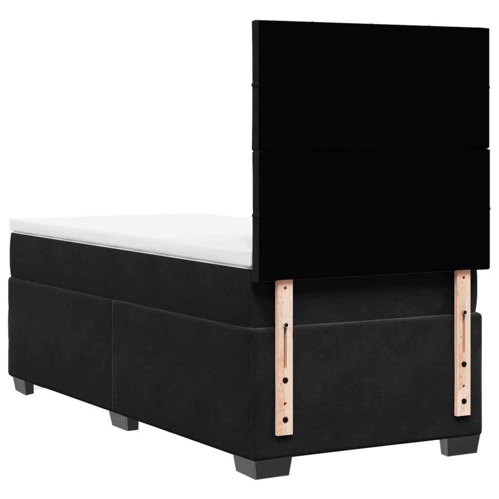 Sommier à lattes de lit avec matelas Noir 100x200 cm Velours - XIOS