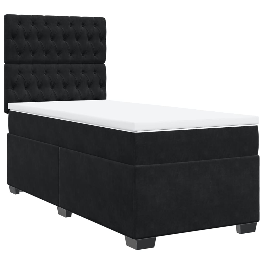 Sommier à lattes de lit avec matelas Noir 100x200 cm Velours - XIOS