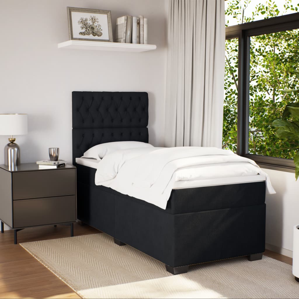 Sommier à lattes de lit avec matelas Noir 100x200 cm Velours - XIOS