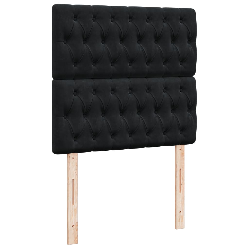Sommier à lattes de lit avec matelas Noir 100x200 cm Velours - XIOS