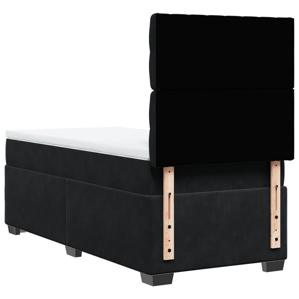 Sommier à lattes de lit avec matelas Noir 100x200 cm Velours - XIOS