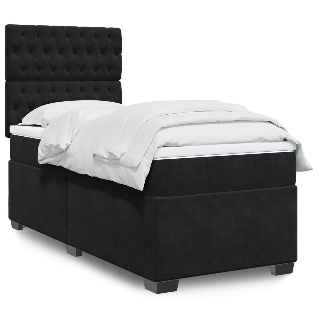 Sommier à lattes de lit avec matelas Noir 100x200 cm Velours - XIOS
