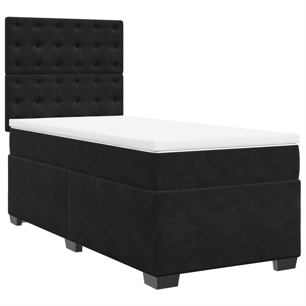 Sommier à lattes de lit avec matelas Noir 100x200 cm Velours - XIOS