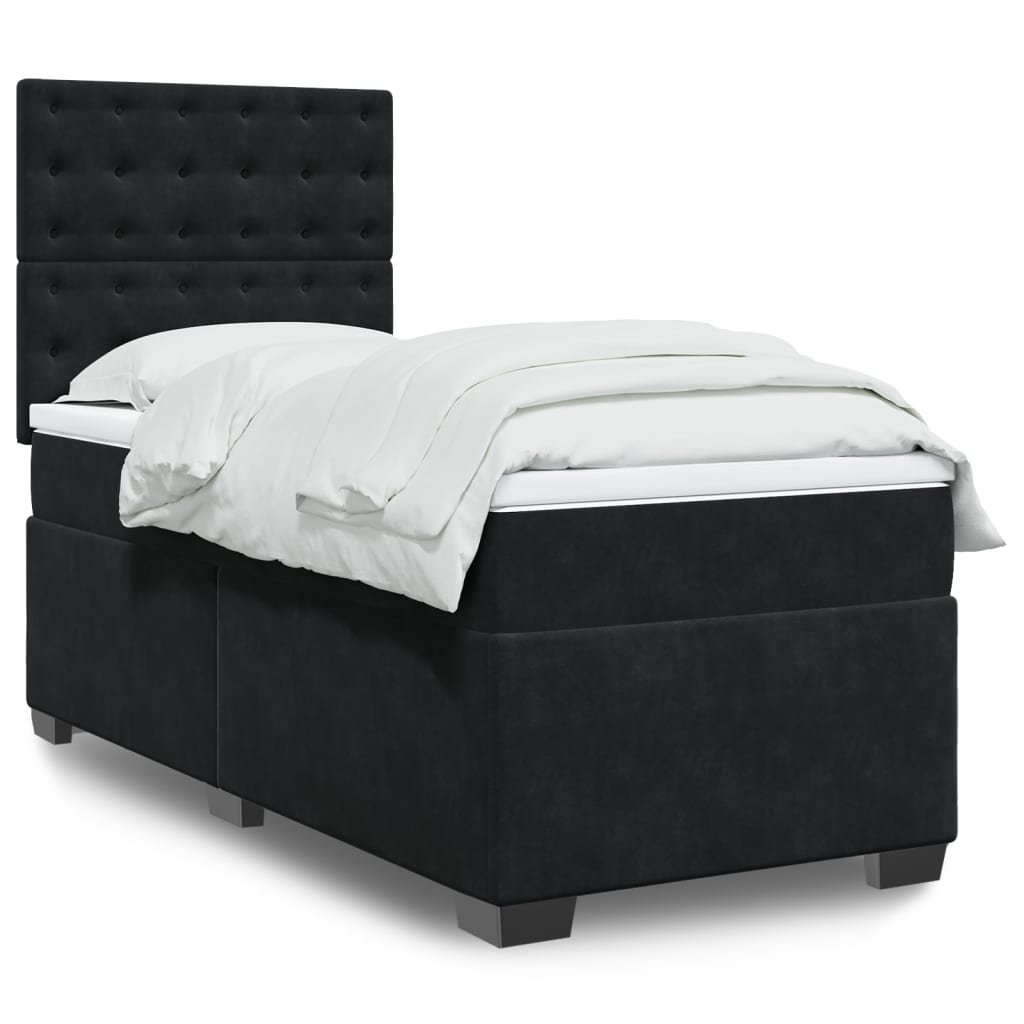 Sommier à lattes de lit avec matelas Noir 100x200 cm Velours - XIOS