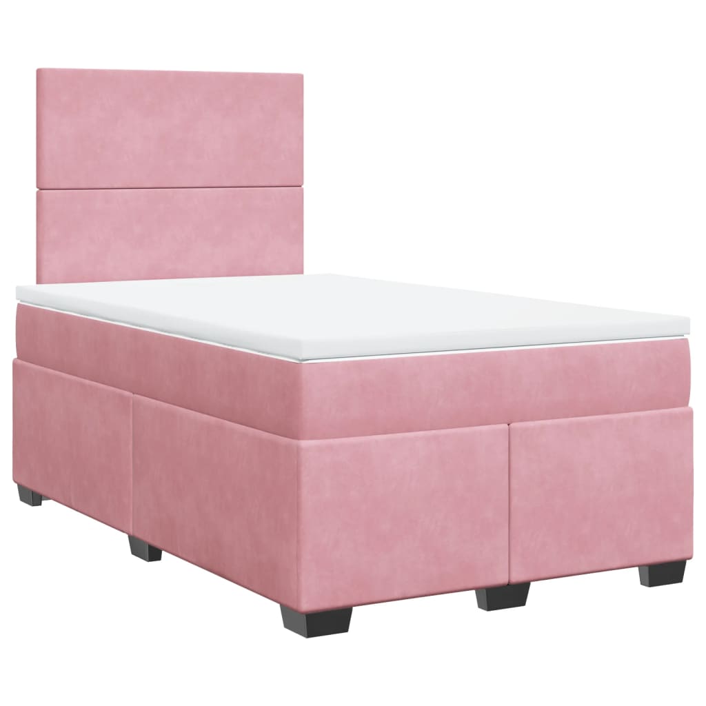Sommier à lattes de lit avec matelas rose 120x190 cm velours - XIOS