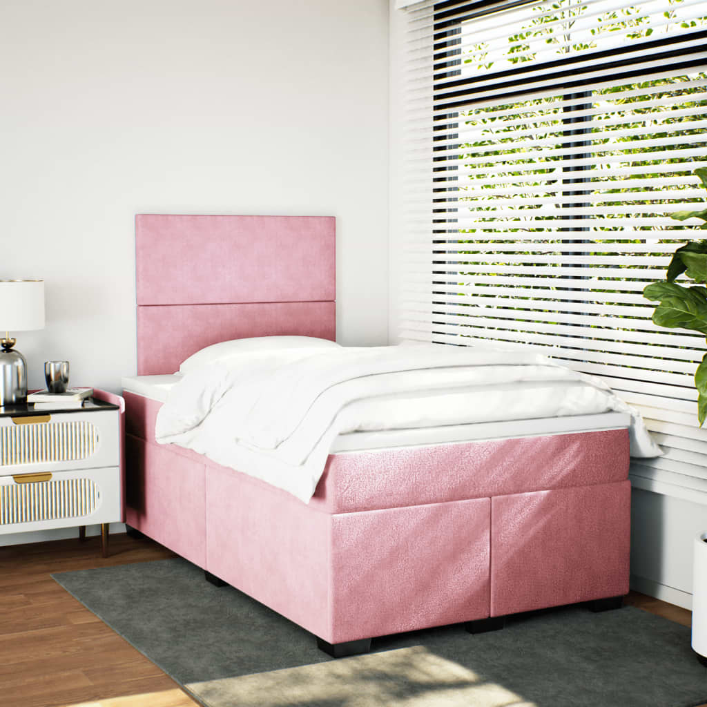 Sommier à lattes de lit avec matelas rose 120x190 cm velours - XIOS
