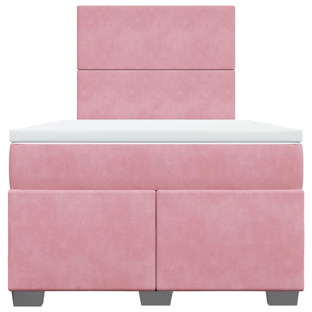 Sommier à lattes de lit avec matelas rose 120x190 cm velours - XIOS