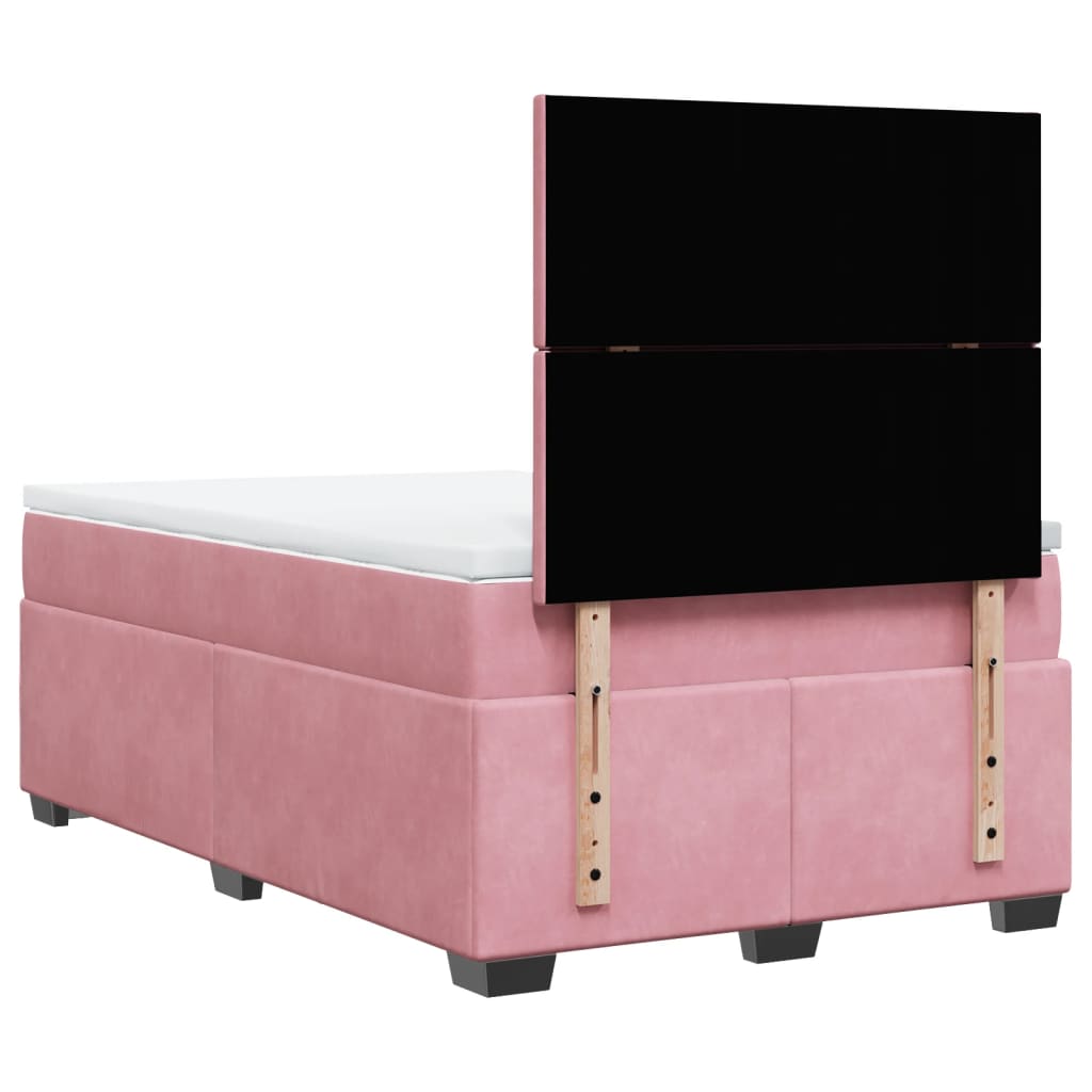 Sommier à lattes de lit avec matelas rose 120x190 cm velours - XIOS