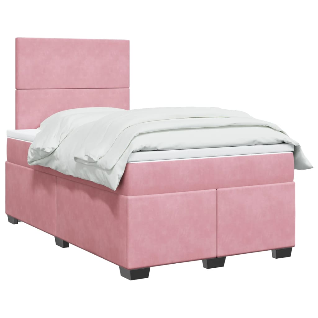 Sommier à lattes de lit avec matelas rose 120x190 cm velours - XIOS