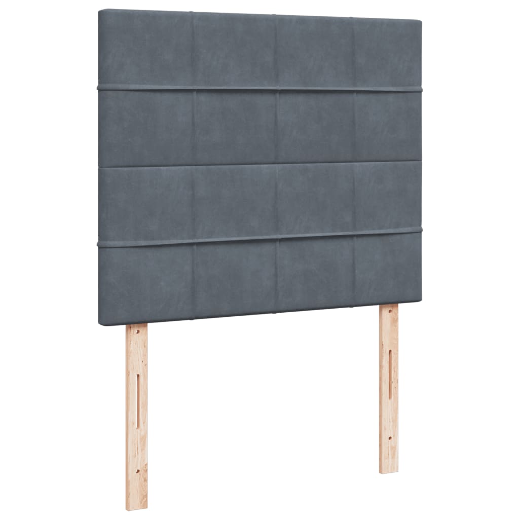 Sommier à lattes de lit et matelas gris foncé 120x190cm velours - XIOS