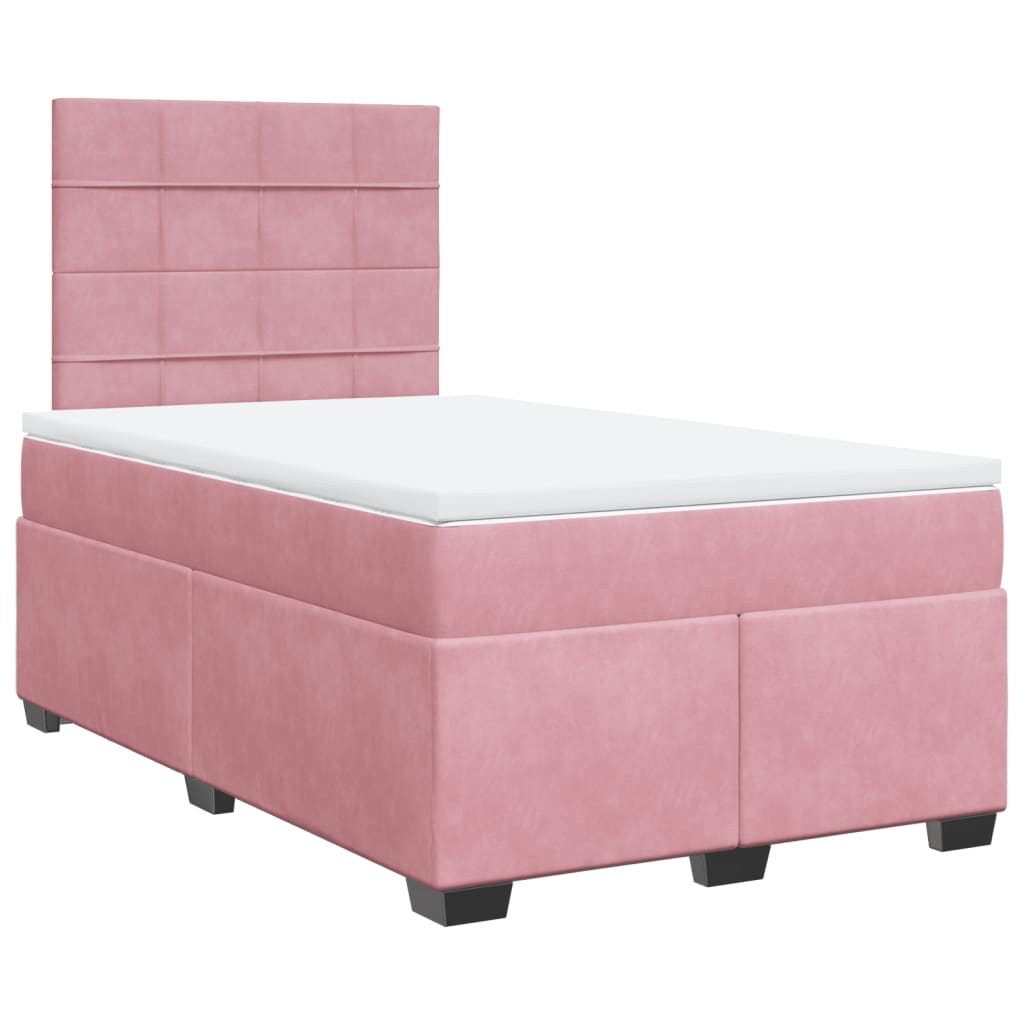Sommier à lattes de lit avec matelas rose 120x190 cm velours - XIOS