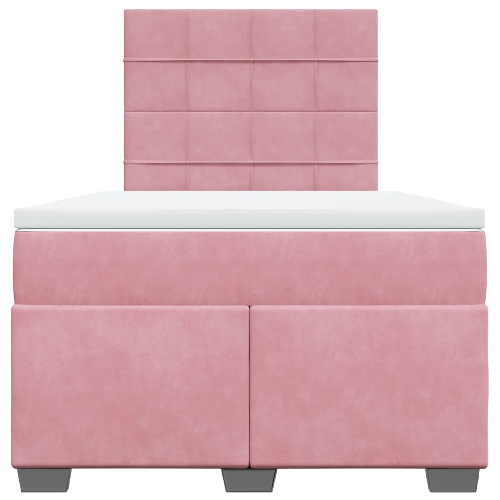 Sommier à lattes de lit avec matelas rose 120x190 cm velours - XIOS