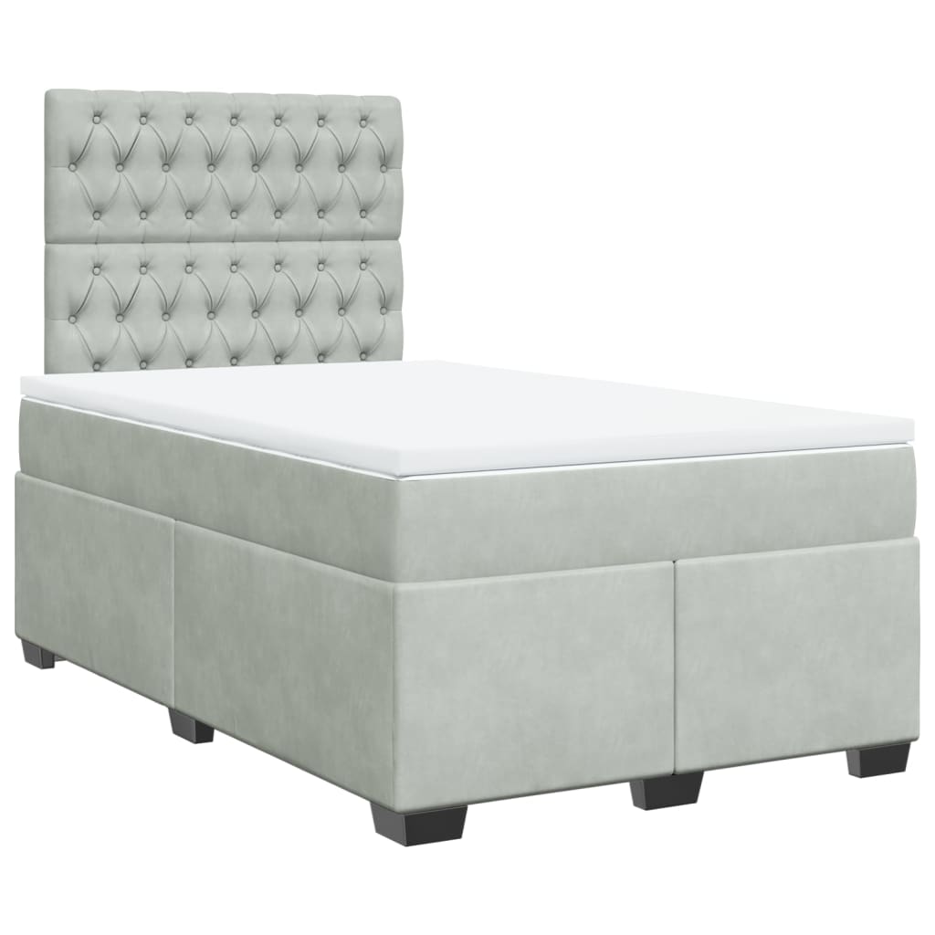Sommier à lattes de lit et matelas gris clair 120x190cm velours - XIOS