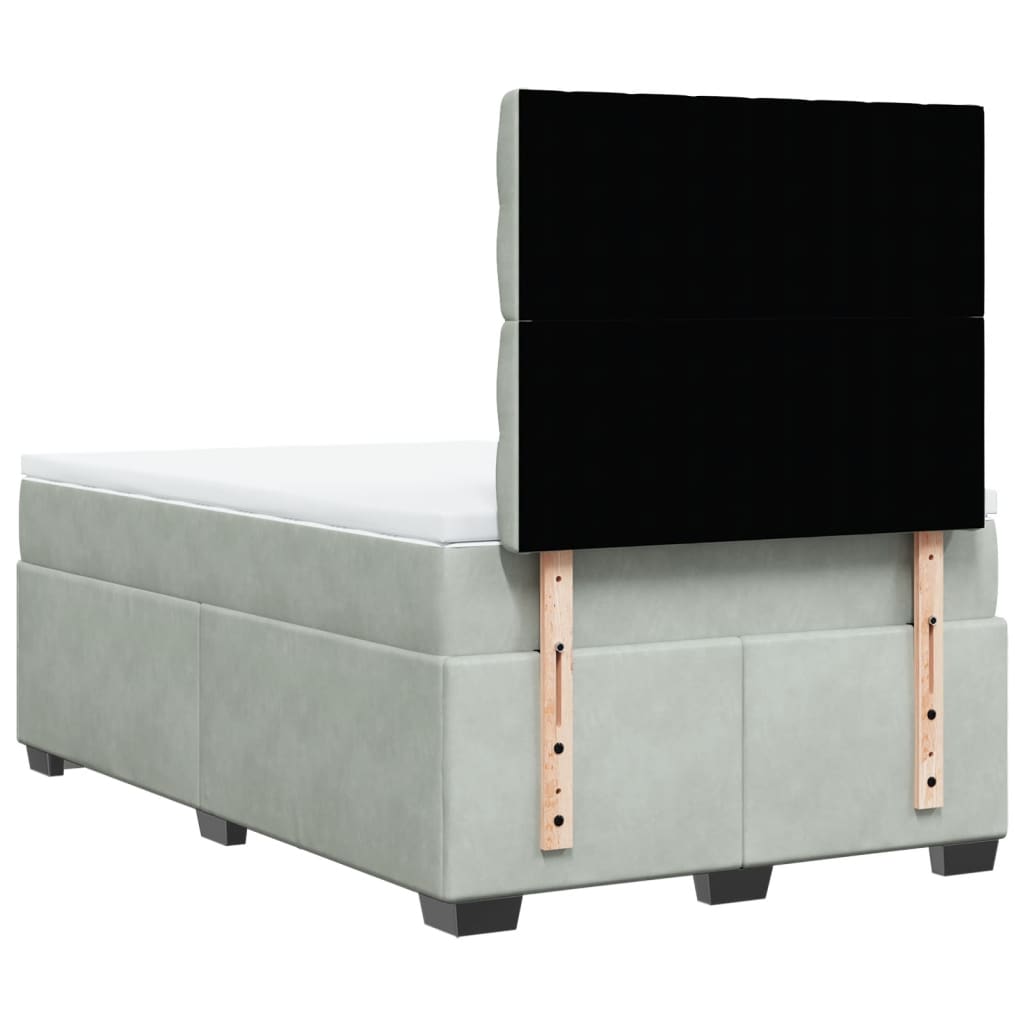Sommier à lattes de lit et matelas gris clair 120x190cm velours - XIOS