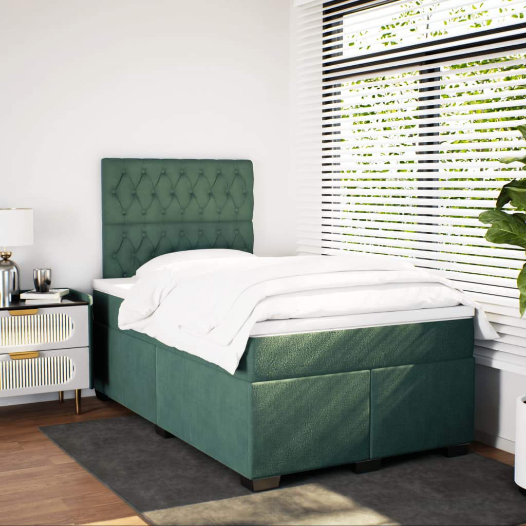Sommier à lattes de lit avec matelas vert foncé 120x190 cm - XIOS