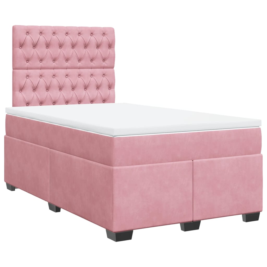 Sommier à lattes de lit avec matelas rose 120x190 cm velours - XIOS