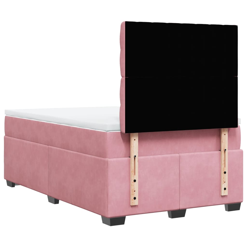 Sommier à lattes de lit avec matelas rose 120x190 cm velours - XIOS