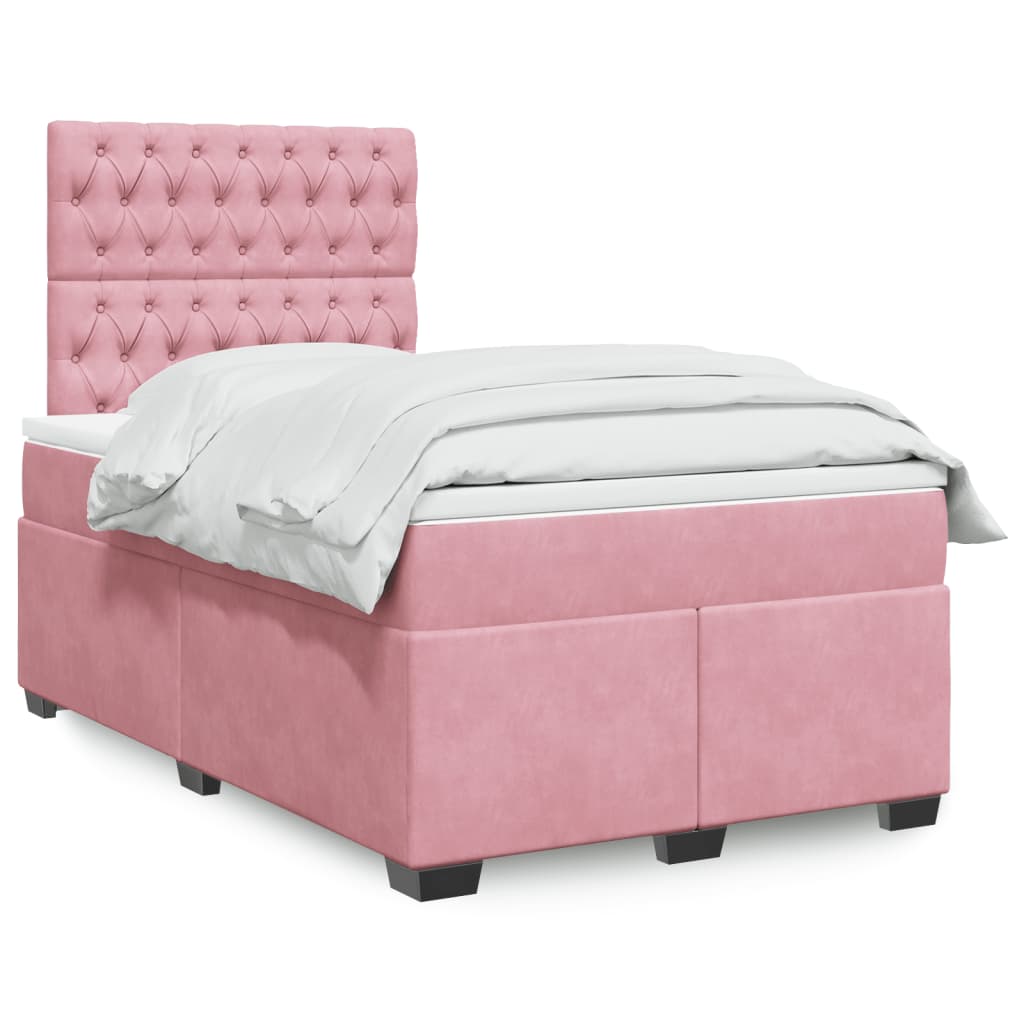 Sommier à lattes de lit avec matelas rose 120x190 cm velours - XIOS