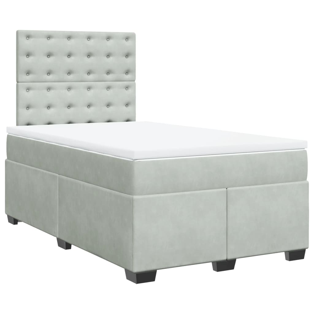 Sommier à lattes de lit et matelas gris clair 120x190cm velours - XIOS